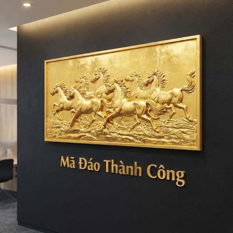 Tranh phù điêu composite mạ vàng sang trọng mang ý nghĩa phong thủy
