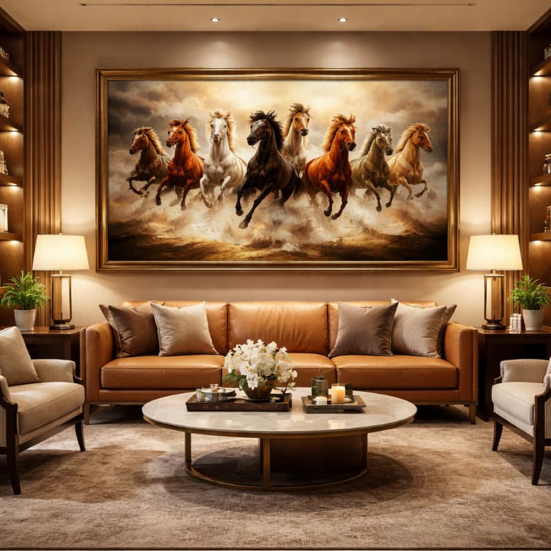 Tranh mã đáo thành công treo tường phòng khách hiện đại thu hút vượng khí