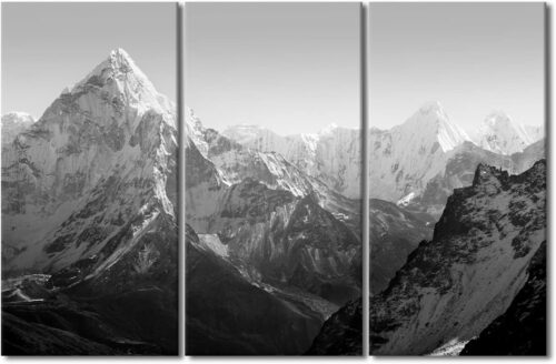 Bộ 3 tranh phong cảnh núi đen trắng Everest