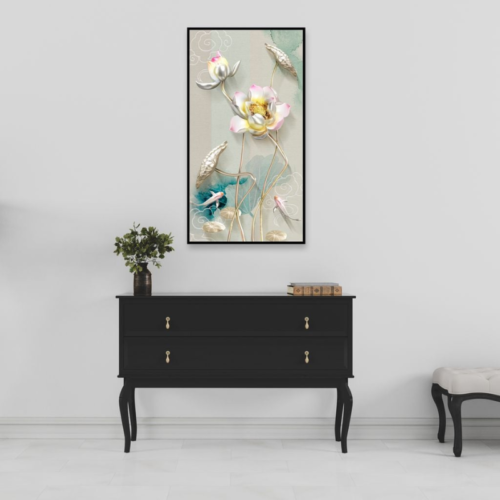 Tranh cá chép hoa sen "Song ngư cát tường"