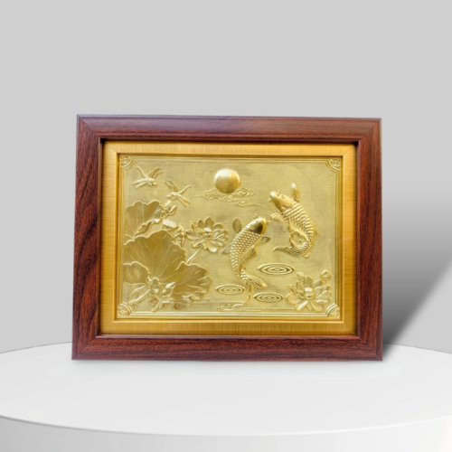 Tranh cá chép hoa sen “Song Ngư Cát Hạnh”