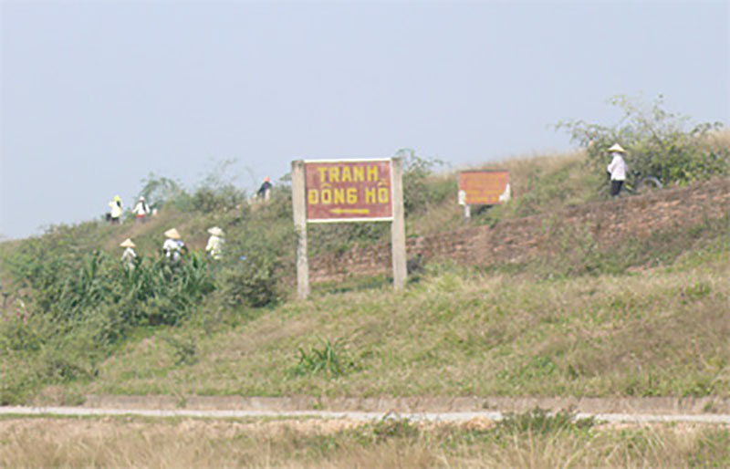 Con đê đầu làng tranh Đông Hồ