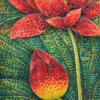 Tranh Mosaic hoa sen đỏ 2 hoa sen do kham kinh