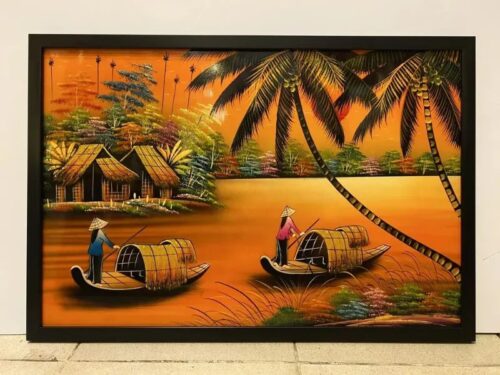 Tranh đồng đồng quê khổ ngang sang trọng