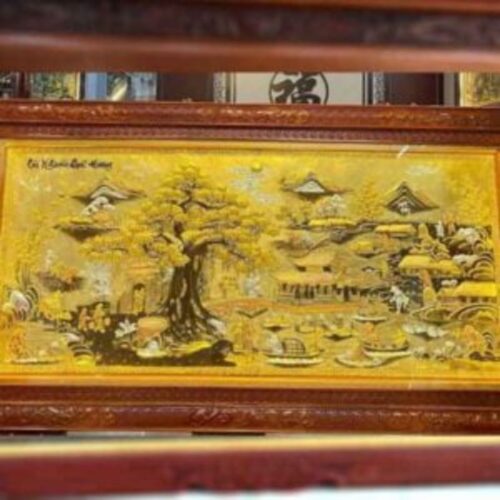 Tranh đồng cửu long tranh châu mạ vàng 24k cao cấp tinh xảo