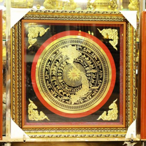 Tranh Mặt Trống Đồng Bản Đồ Việt Nam Chạm Nổi