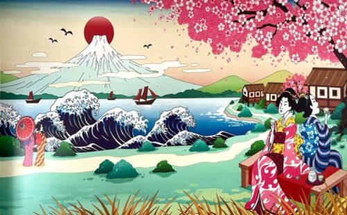 Tranh Nhật Bản Tiệm trà ở Meguro