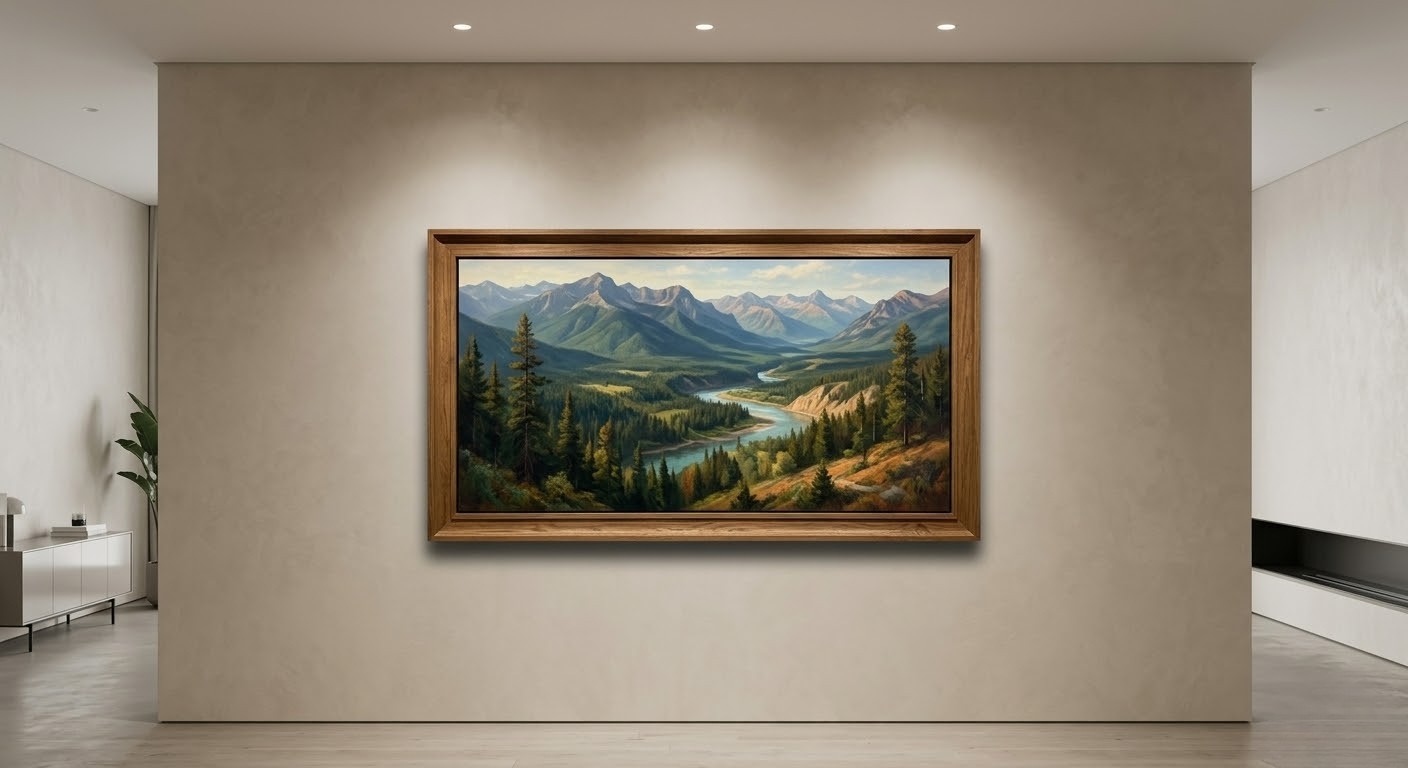 Khung tranh gỗ khổ lớn 60x90cm treo tường nghệ thuật an toàn bằng đinh 3 chân không khoan đục.