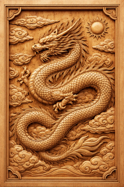 Tranh Gỗ Long Vân Khai Nhật