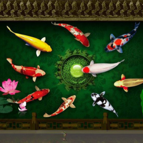 Tranh 3D Cửu Ngư Quần Hội