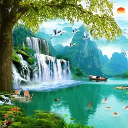 Tranh 3D sơn thủy hữu tình