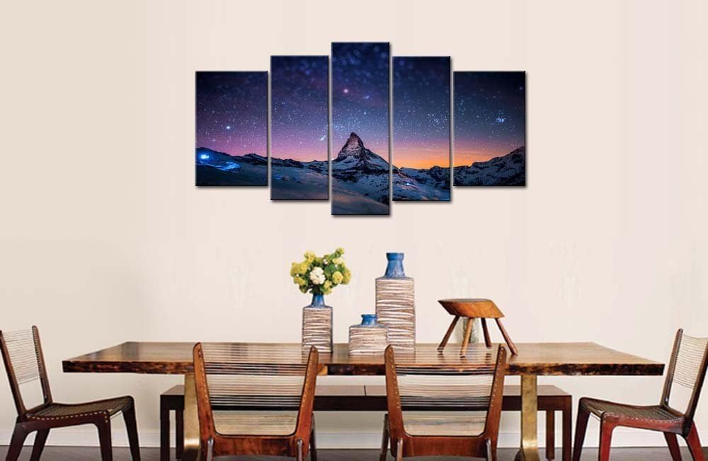 Tranh bộ 5 bầu trời đêm núi tuyết Thụy Sĩ 3 Tranh bộ 5 bầu trời đêm núi tuyết Thụy Sĩ - Ảnh 3