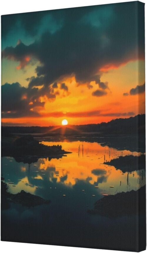 Tranh phong cảnh bình minh trên núi