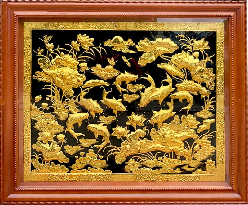 Tranh Cửu Ngư Quần Hội đúc đồng giúp khuếch đại tối đa năng lượng chiêu tài, gọi lộc