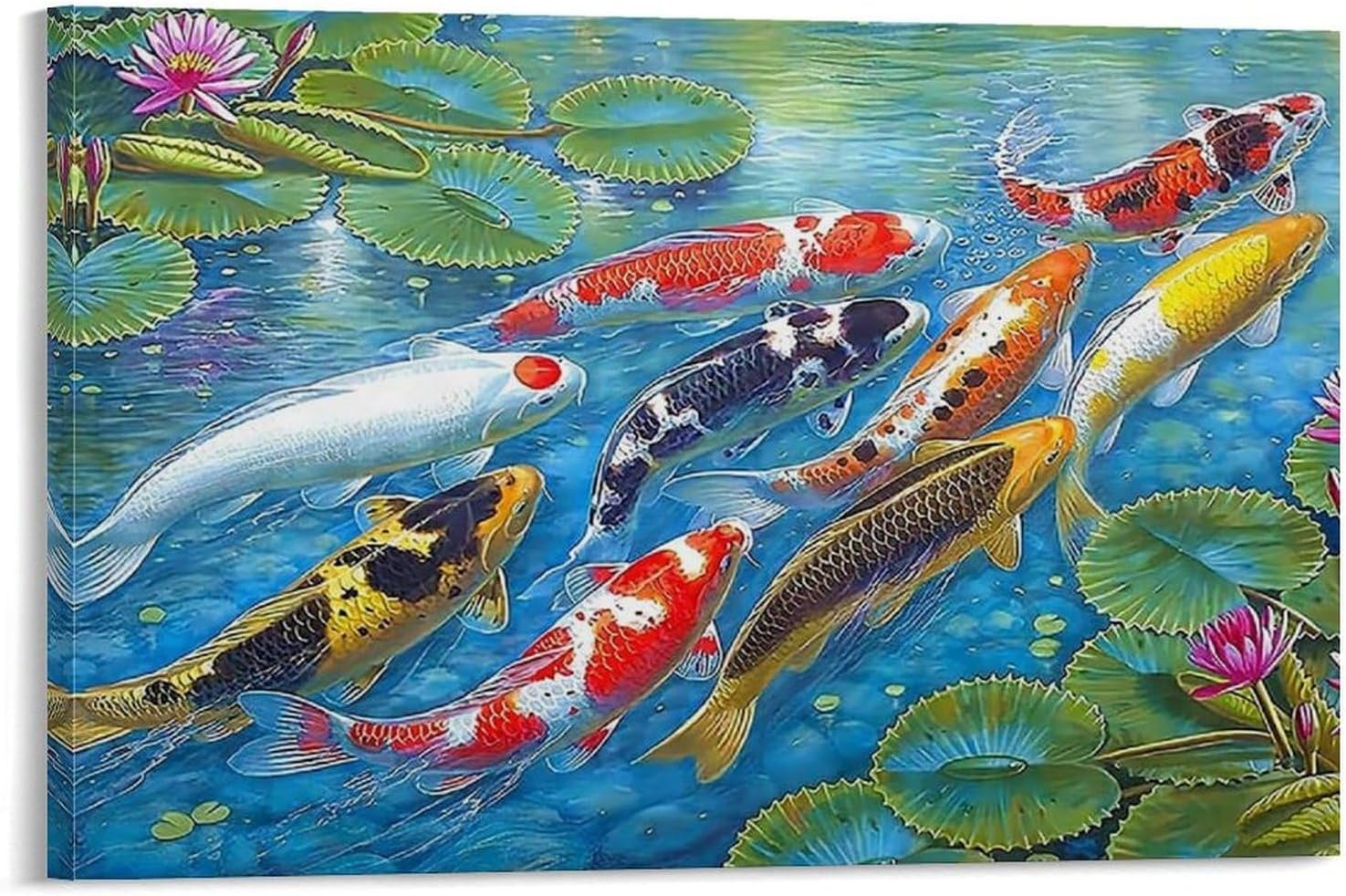 Tranh cửu ngư quần hội phong thủy 1 Tranh cửu ngư quần hội phong thủy