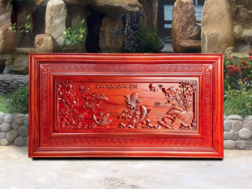Tranh Cửu Ngư Quần Hội Gỗ Hương Huyết