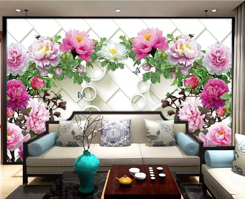 Mẫu tranh dán tường 3D phong cách tối giản, hiện đại cho căn hộ chung cư.