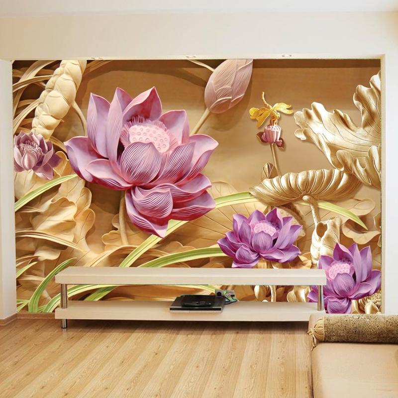 Tranh dán tường hoa sen 3D
