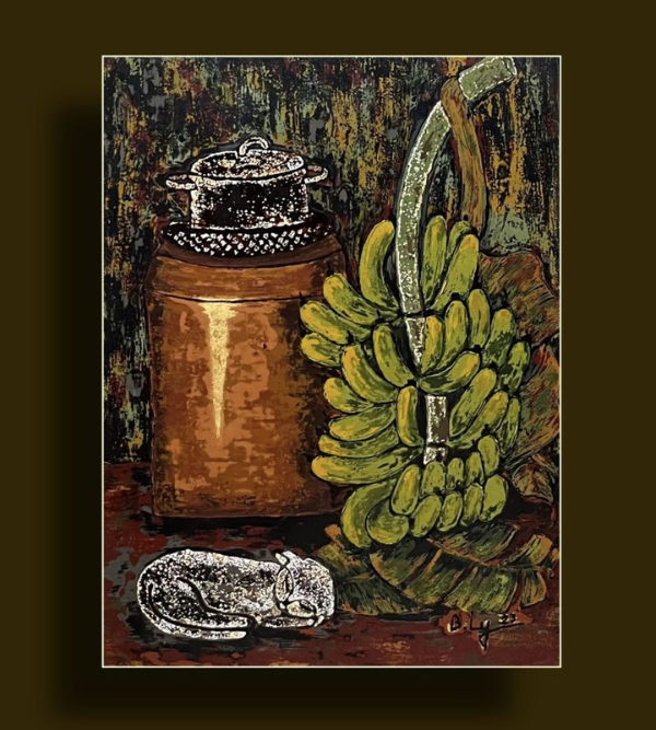 Tranh khắc gỗ góc bếp