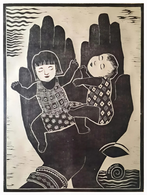 Tranh Khắc Gỗ Vòng Tay Mẹ