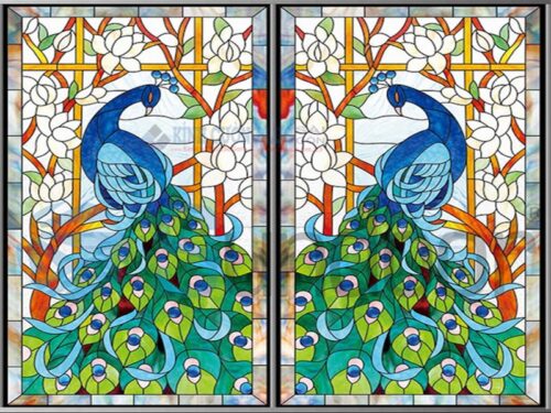 Tranh nghệ thuật đôi chim công và hoa mộc lan