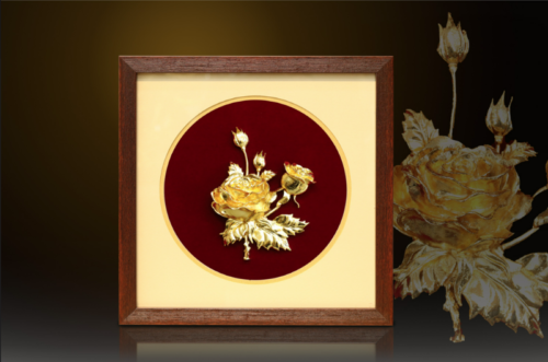 Tranh Mạ Vàng 24K Bông Hoa Hồng