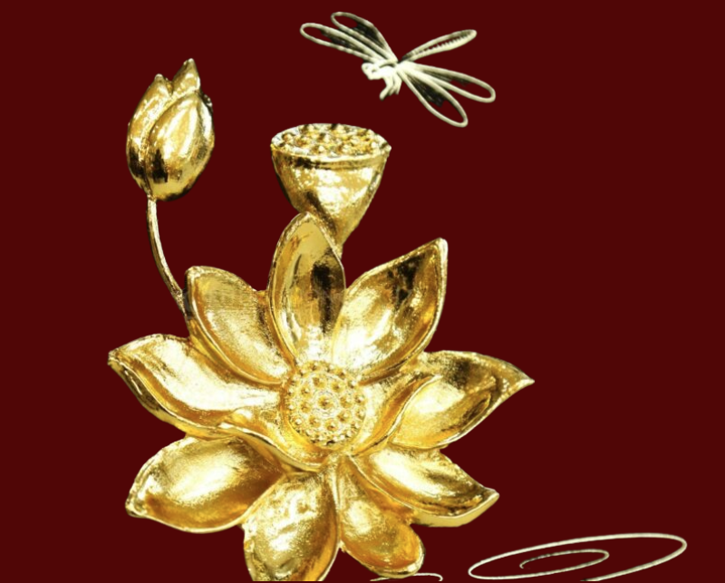 Tranh Mạ Vàng 24k Bông Hoa Sen 6 tranh ma vang 24k bong hoa sen 2