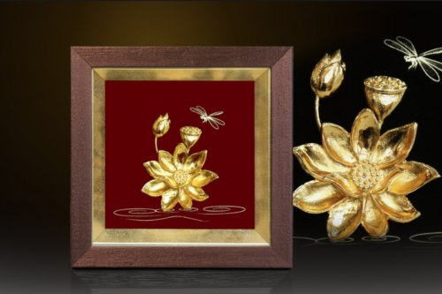 Tranh Mạ Vàng 24k Bông Hoa Sen