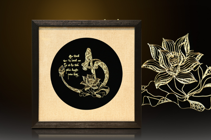 Tranh Mạ Vàng 24k Thư Pháp Chữ An 4 tranh ma vang 24k thu phap chu an