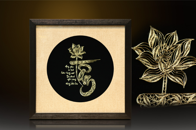 Tranh Mạ Vàng 24k Thư Pháp Chữ Tâm 4 tranh ma vang thu phap chu tam