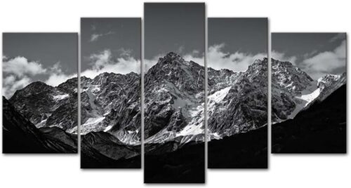 Tranh bộ 5 phong cảnh núi tuyết đen trắng