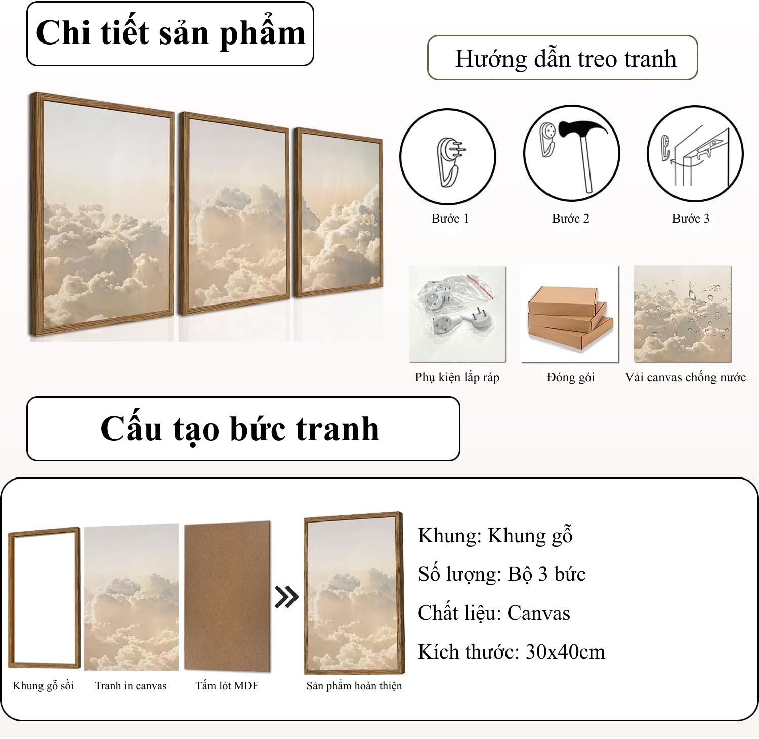 Bộ 3 tranh phong cảnh bầu trời mây 2 Bộ 3 tranh phong cảnh bầu trời mây - Ảnh 2