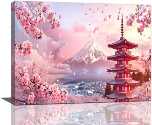 Tranh phong cảnh núi Phú Sĩ mùa xuân