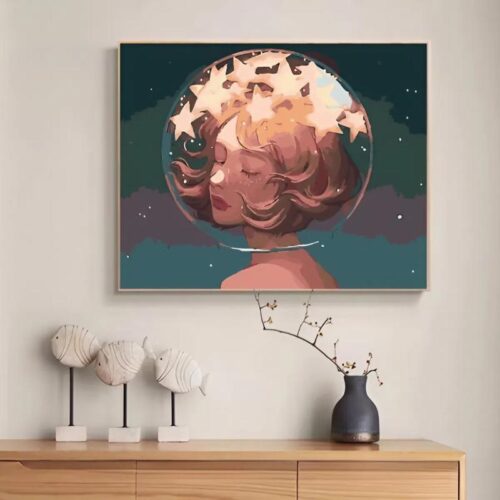 Tranh số hóa cô gái hiện đại