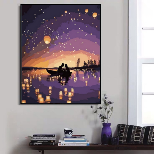 Tranh số hóa đèn lồng tình yêu