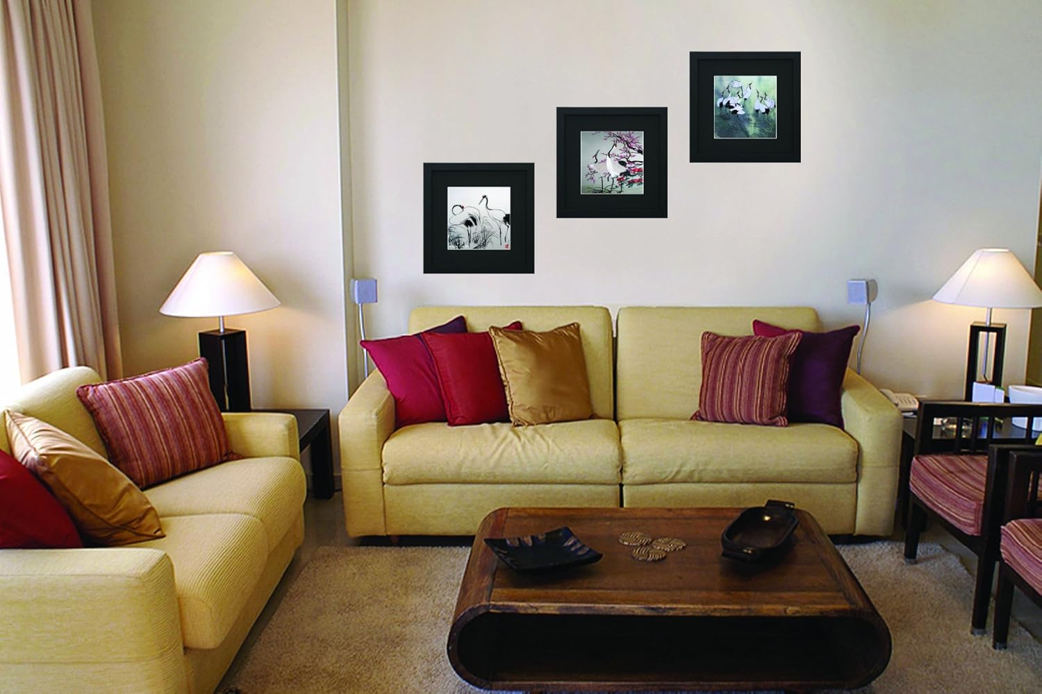 Tranh phong thủy song hạc hoa đào 4 Tranh phong thủy song hạc hoa đào - Ảnh 4