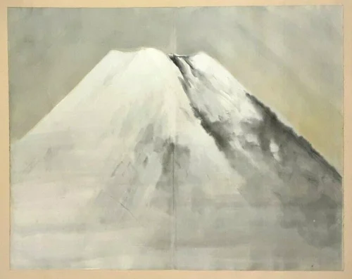 Tranh thủy mặc núi Phú Sĩ tối giản