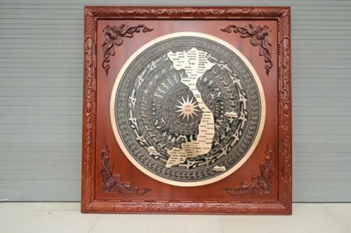 tranh trống đồng gỗ hương đá