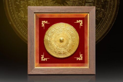 Tranh Trống Đồng Đông Sơn Mạ Vàng 18K