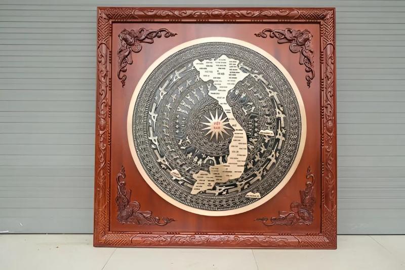 Tranh trống đồng gỗ hương đá 1 tranh trống đồng gỗ hương đá