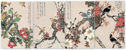 Tranh tứ quý hoa điểu bốn mùa thủy mặc