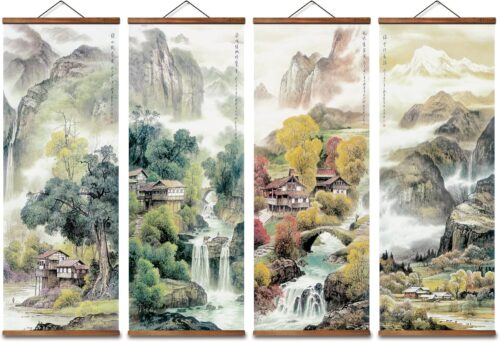 Tranh tứ quý phong cảnh Xuân Hạ Thu Đông