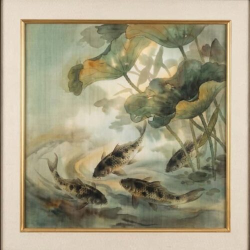 Tranh Lụa Cá Chép Hồ Sen