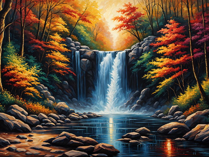 Tranh Sơn Thủy phong cảnh mùa thu Việt Nam