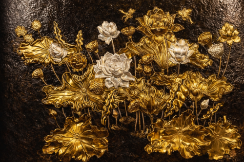 Tranh Hoa Sen Mạ Vàng Cao Cấp