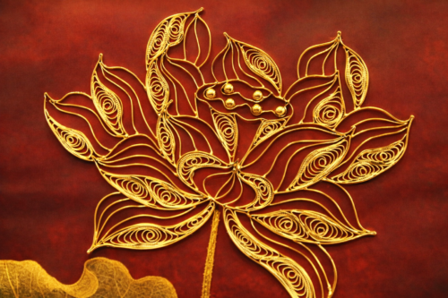 Tranh Hoa Sen Vàng Đỏ