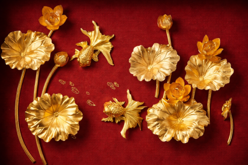 Tranh Hoa Sen Vàng Đỏ