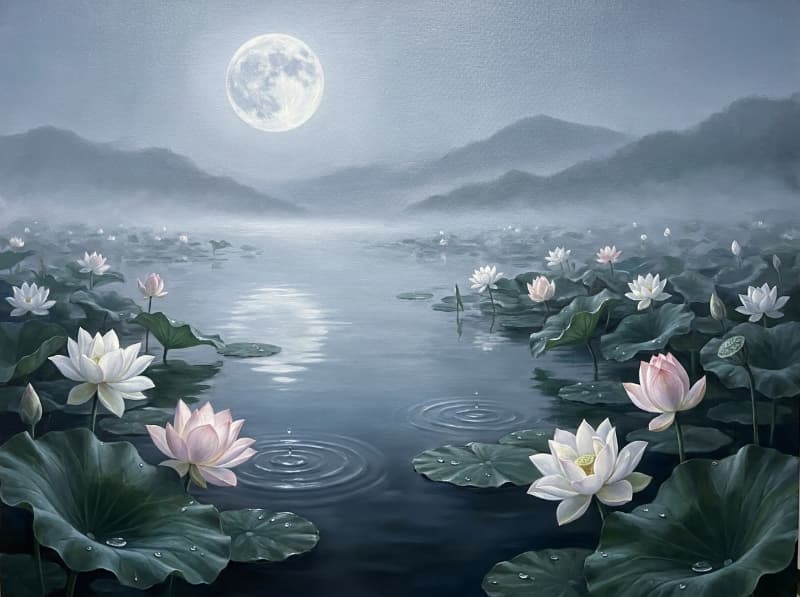 Tranh phong thủy hoa sen cho không gian thanh tịnh