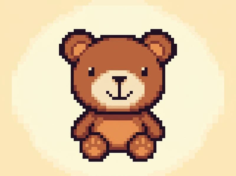 199+ Mẫu tranh pixel đồ ăn, con vật hoạt hình cute nhỏ xinh 5 Tranh pixel gấu teddy cute, mẫu pixel art nhỏphù hợp làm sticker hoặc icon.