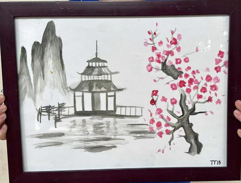 Hướng dẫn vẽ tranh Nhật Bản phong cảnh núi non